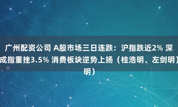 广州配资公司 A股市场三日连跌：沪指跌近2% 深成指重挫3.5% 消费板块逆势上扬（桂浩明、左剑明）