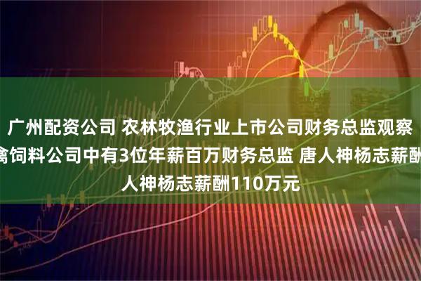 广州配资公司 农林牧渔行业上市公司财务总监观察：9家畜禽饲料公司中有3位年薪百万财务总监 唐人神杨志薪酬110万元